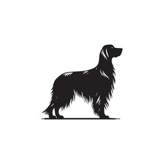 Elegant Irish Setter dog silhouette illustration featuring the graceful stance and flowing coat of this beloved sporting breed, ideal for pet-themed vector art and design projects.
