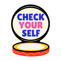 A flat style sticker of self reflection 
