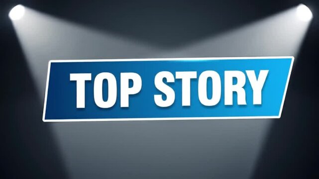 Top Story &ndash; Animated Text with Spotlight or Focus Lighting Effects for News Intro, Broadcast, or Headline Presentation


