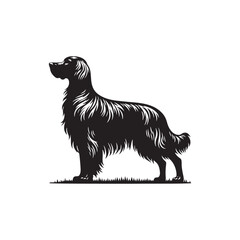 Elegant Irish Setter dog silhouette illustration featuring the graceful stance and flowing coat of this beloved sporting breed, ideal for pet-themed vector art and design projects.
