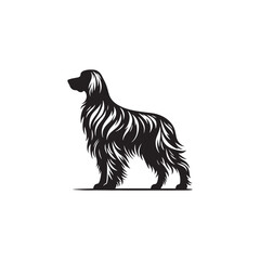 Elegant Irish Setter dog silhouette illustration featuring the graceful stance and flowing coat of this beloved sporting breed, ideal for pet-themed vector art and design projects.
