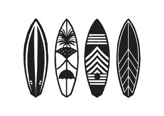 Surfboard Icon Set, Surfboard Silhouette Vector