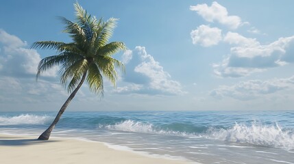 Tropical beach scene with palm tree