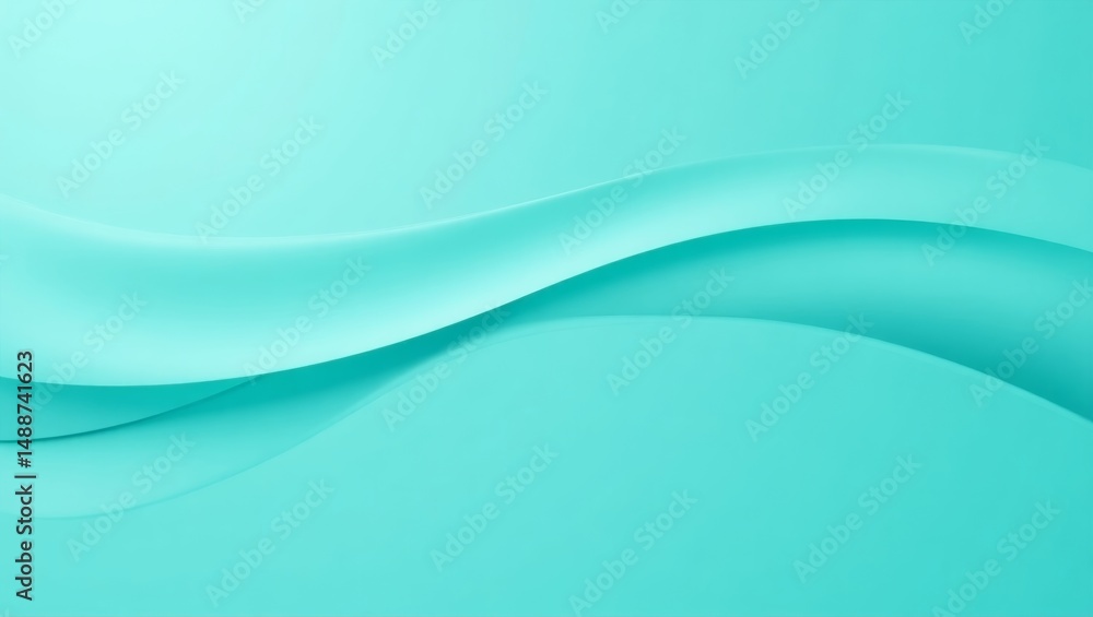 Poster unique turquoise wave pattern created with smooth gradients and flowing lines, showcasing calming an