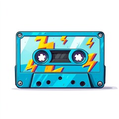 retro cassette tape with lightning bolts
