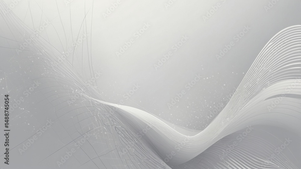 Aufkleber Abstract White Wave Pattern Creating a Sense of Depth and Lightness With Smooth Curves and Subtle Textures in a Minimalist Style
