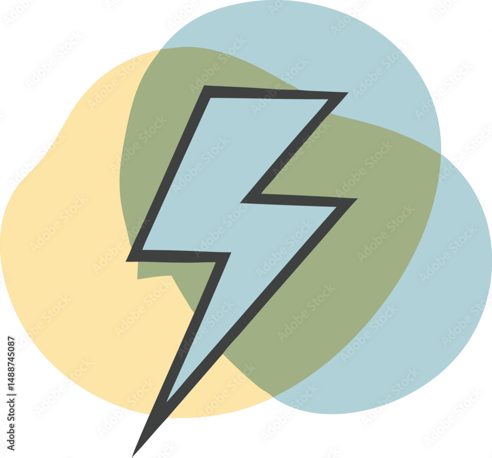 Poster abstract illustration of a lightning bolt design with overlapping shapes
