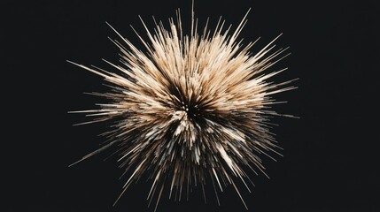 Fototapeta premium Abstract, radiating, light-colored, geometric, sphere design against a dark background.