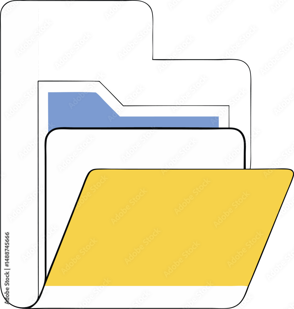 Poster abstract open folder icon with transparency ideal for modern digital designs