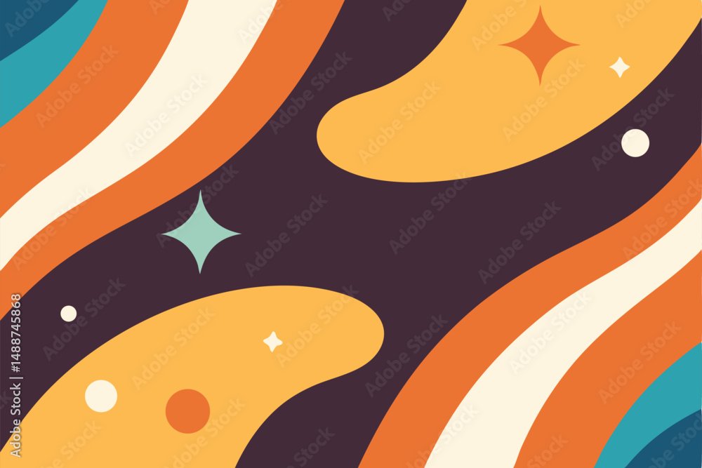 Poster abstract retro background with swirls and shapes decorative graphic design element