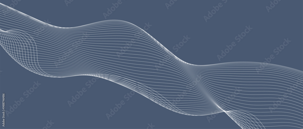 Poster lines wave abstract stripe design. curvy white surfaces. modern abstract background. digital frequen