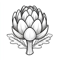 Obraz premium Whole artichoke with leaves on white background