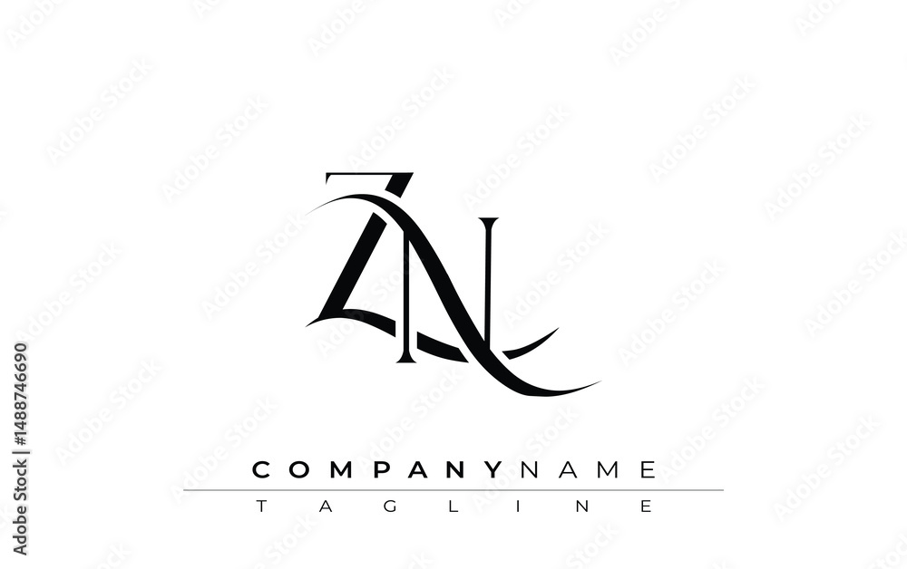 Fototapete initial zn logo design vector. elegant monogram logo design with decorative elements and typography