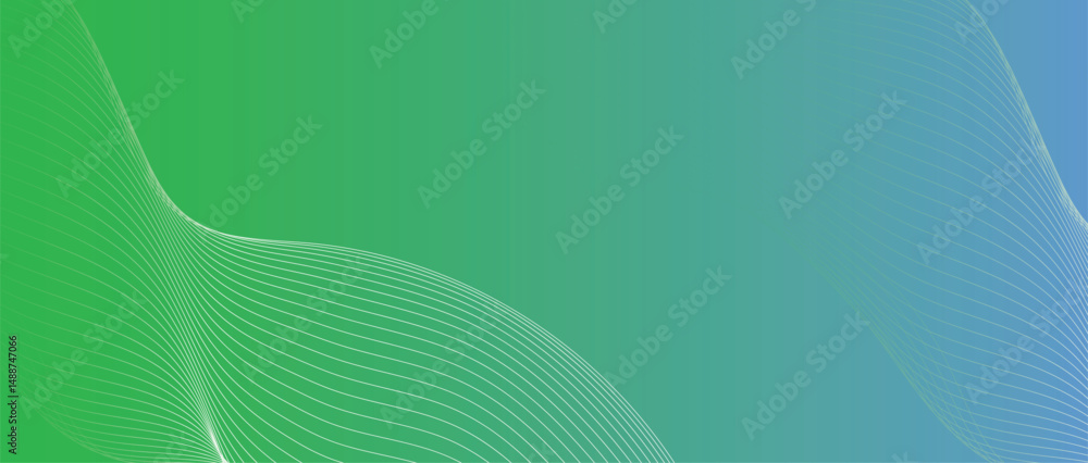Poster abstract wavy green background. thin line wavy abstract vector background. curve wave seamless patte