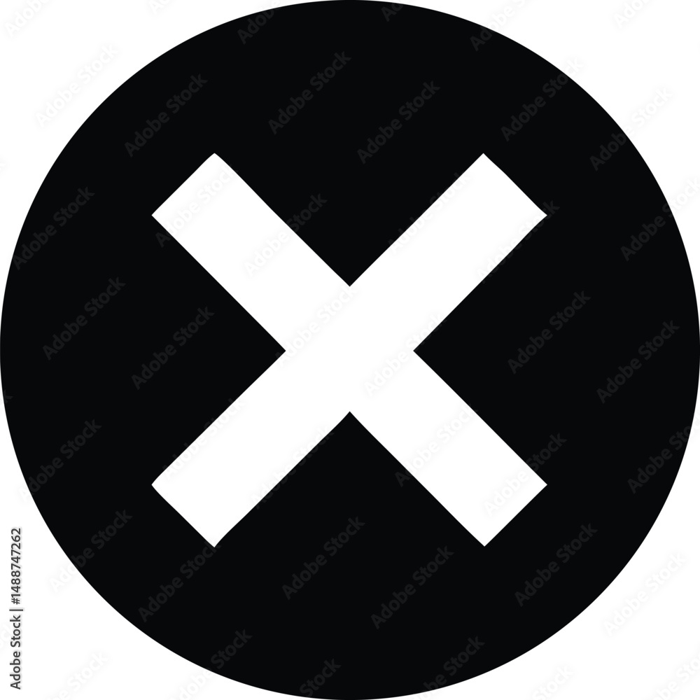 Aufkleber black x design elements in circles and black circles with transparency on a white background