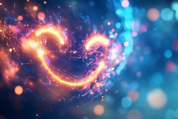 Glowing smiley face with vibrant bokeh background.