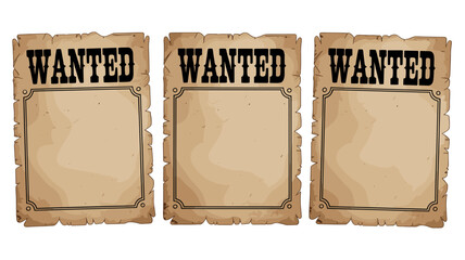 Blank Vintage Western Wanted Poster Trio for Custom Designs