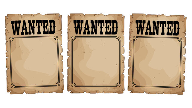 Blank Vintage Western Wanted Poster Trio for Custom Designs