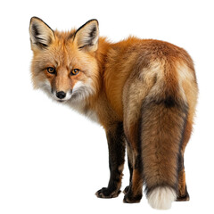 Fototapeta premium Red Fox Looking Back Isolated on white Background