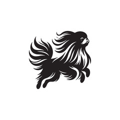 Elegant Japanese Chin dog silhouette vector illustration featuring the graceful outline of this toy breed, perfect for pet lovers, graphic designers, decals, logos, prints, and decor.
