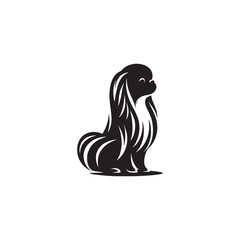 Elegant Japanese Chin dog silhouette vector illustration featuring the graceful outline of this toy breed, perfect for pet lovers, graphic designers, decals, logos, prints, and decor.
