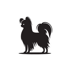 Fototapeta premium Elegant Japanese Chin dog silhouette vector illustration featuring the graceful outline of this toy breed, perfect for pet lovers, graphic designers, decals, logos, prints, and decor. 