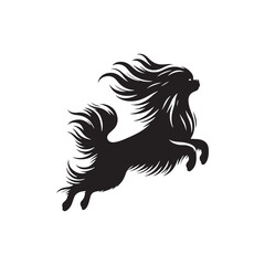 Obraz premium Elegant Japanese Chin dog silhouette vector illustration featuring the graceful outline of this toy breed, perfect for pet lovers, graphic designers, decals, logos, prints, and decor. 