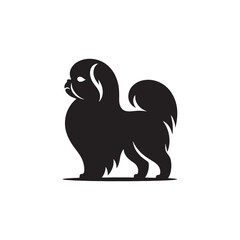 Elegant Japanese Chin dog silhouette vector illustration featuring the graceful outline of this toy breed, perfect for pet lovers, graphic designers, decals, logos, prints, and decor.
