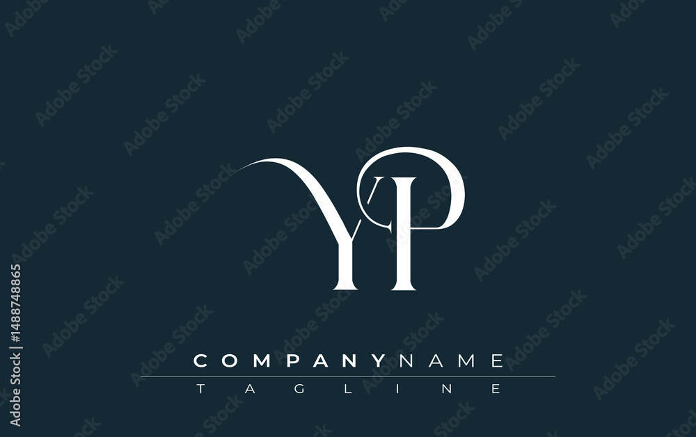 Fototapete initial yp logo design vector. elegant monogram logo design with decorative elements and typography