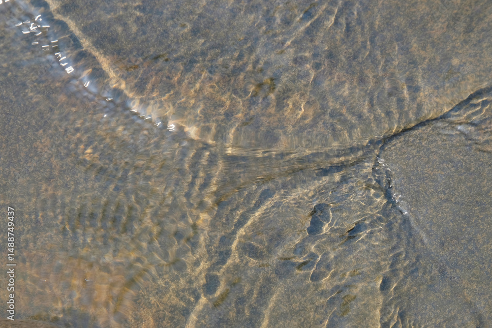 Poster abstract pattern and texture background of clear river water surface.ripples of river water with sun