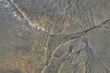Abstract pattern and texture background of clear river water surface.Ripples of river water with sunlight reflection.For graphic design,3D rendering and banner background