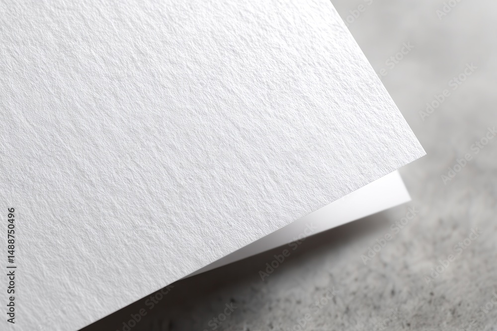 Aufkleber close-up of white textured paper against a gray surface. perfect for backgrounds or creative project
