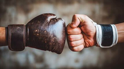 Gloves meet fist during sparring session workout challenge gym