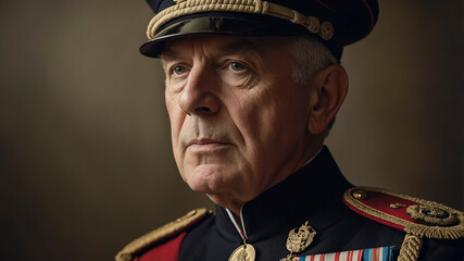 Portrait of British Army General in Formal Military Uniform
