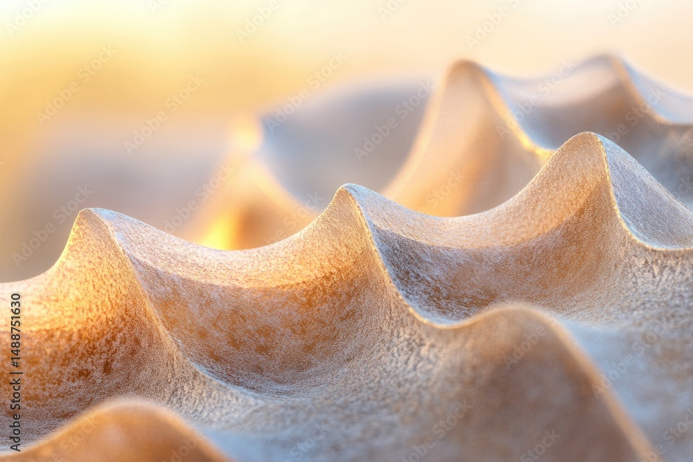 Poster abstract waves capture soft light, displaying texture and form in gentle hues, evokes tranquility an