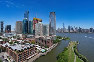 Jersey City and New York on a clear May day.
