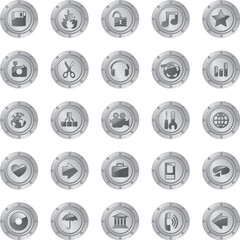 set of metallic icons