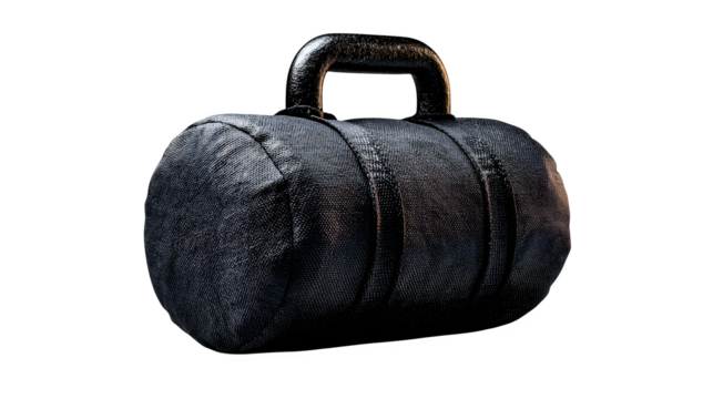 High quality, realistic photo of Black-sandbag counterweight twin handle, isolated on transparent background, product photography style