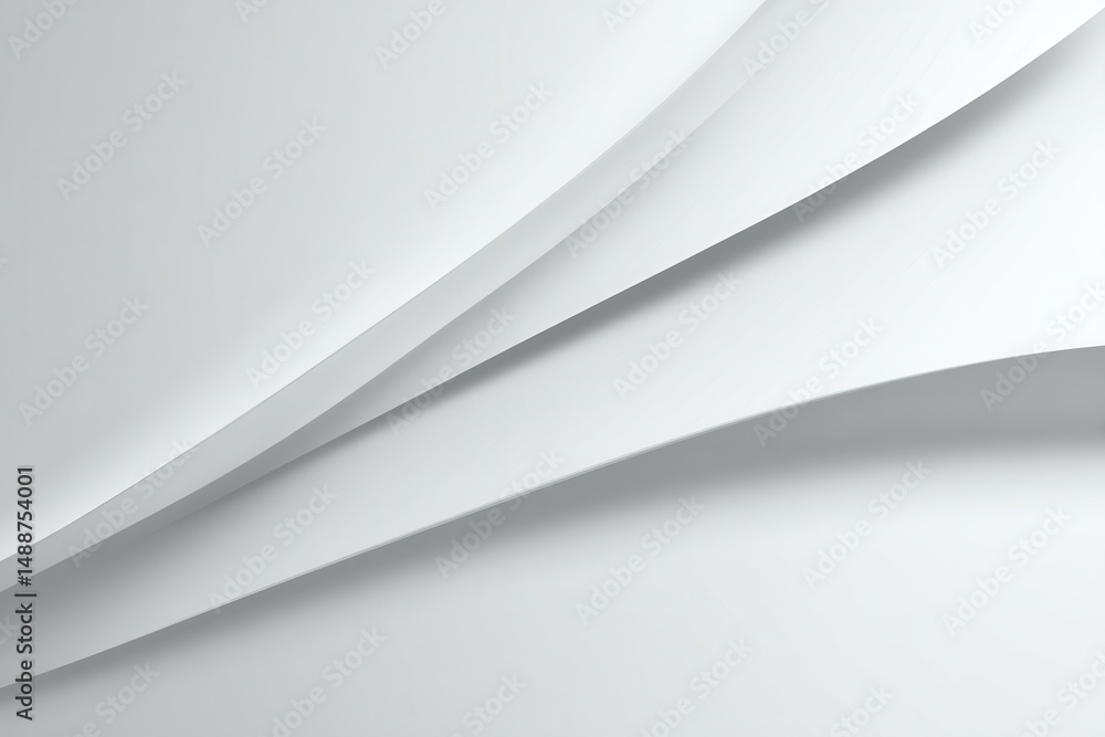 Leinwandbilder Abstract white layers create a clean and modern graphic design that captures light and shadow in a minimalist composition.