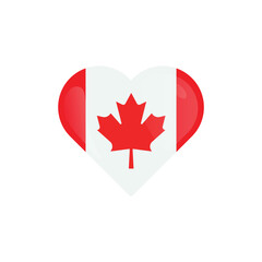 Fototapeta premium Heart Shaped Canada Flag Icon Vector Design.