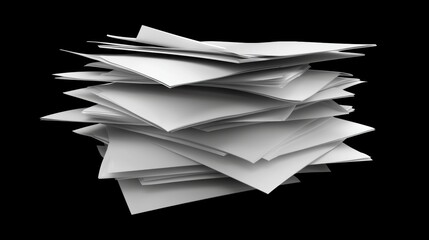 A pile of white paper with a black background.