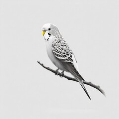 Budgie bird on perch in cartoon style