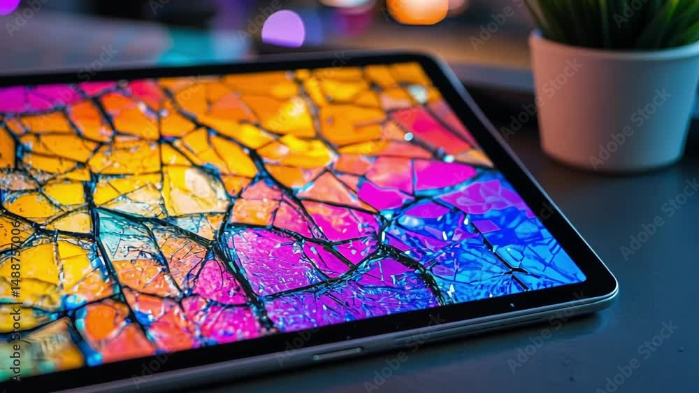 Wall mural this footage showcases an abstract close-up of a colorful surface with water droplets. perfect for p