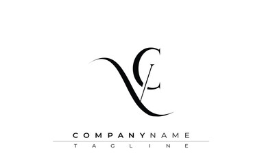 Initial VC Logo Design Vector. Elegant Monogram Logo Design with Decorative Elements and Typography