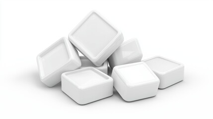 A pile of white cube-shaped objects.