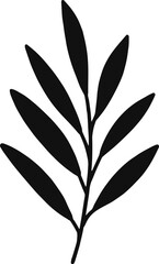 Hand-drawn black silhouette branch. Vector. Flat design.