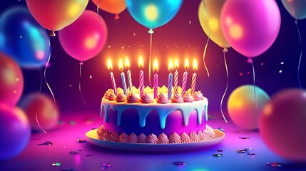 Birthday cake balloons celebration
