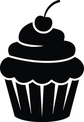 Minimalist black and white cupcake illustration simple clean digital art

