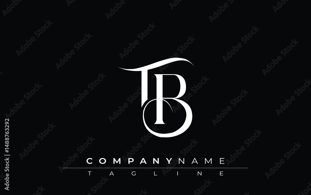 Fototapete initial tb logo design vector. elegant monogram logo design with decorative elements and typography