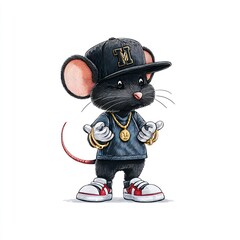 hip hop mouse cartoon style